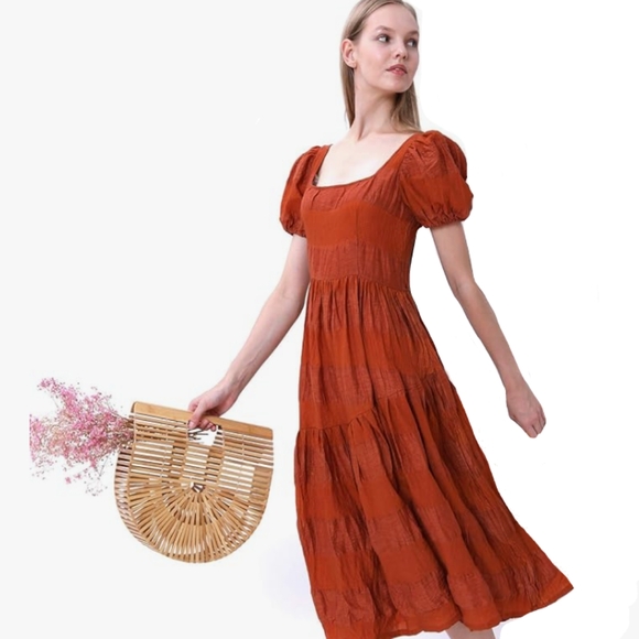 Bamboo Purse Tan Light Brown Woven Wicker Style Hippie Tote Bohemian Beach Bag - Picture 6 of 11